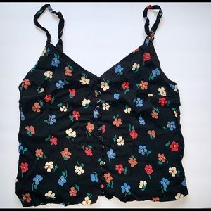 Black floral tank top